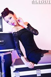 Model Wenxin "Fashionable Black Lace Girl" Complete Works [丽柜贵足LiGui] Photograph of Beautiful Legs and Jade Feet