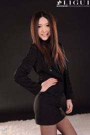 [丽柜LiGui] Model Yoona "Black Silk OL Professional Wear" Beautiful legs and jade feet photo picture